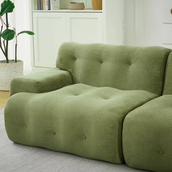 Cloud Sofa - 2-sitsig Fällsoffa - Överdimensionerad - Breda Armstöd - Knappdekor - Chenille - Skumfyllning - Grön