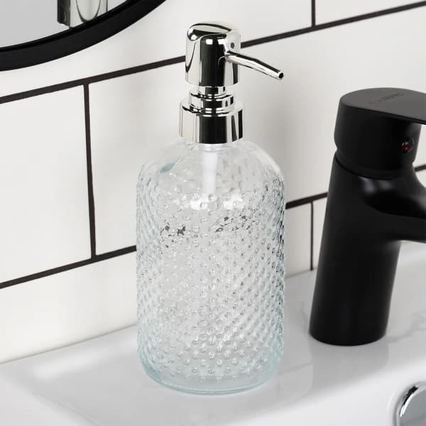 Sæbedispenser i glas - 430 ml - Sølv