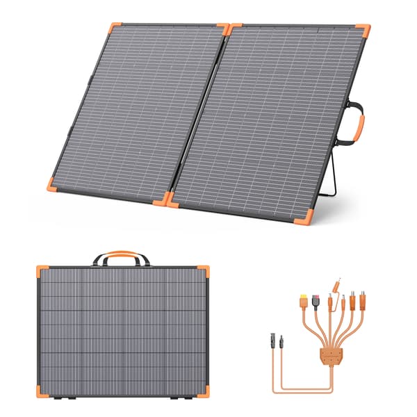 Bærbart solpanel 200W - Sammenklappeligt monokrystallinsk solcellepanel - 2 paneler - 24% effektivitet - ca. 138 x 90 x 2 cm - Til camping