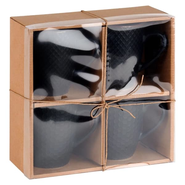 Kaffe- og tekopper - 4-pak - 400 ml - Keramik - Sorte