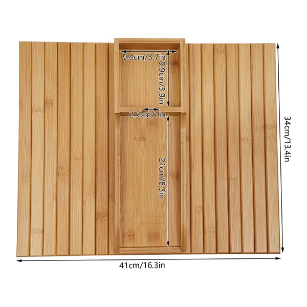 Bambu soffbricka - Rektangulär soffbricka/serveringsbricka - 41,5 × 34 cm - Hopfällbar - Antik look - Neoklassisk stil - Träfärg