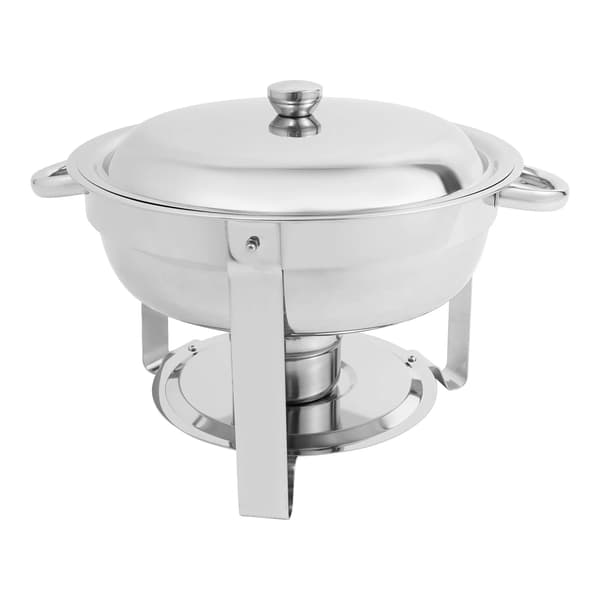 Chafing dish-sæt - Rund buffetvarmer - 4 dele - 4,5 l - Rustfrit stål - Catering - Sølv