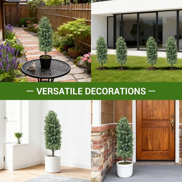 Tekoligusteri - Topiary-koristepuu - 90 cm - 2 kpl - Polyester - Ulkokäyttöön - Maapiikillä - Vihreä
