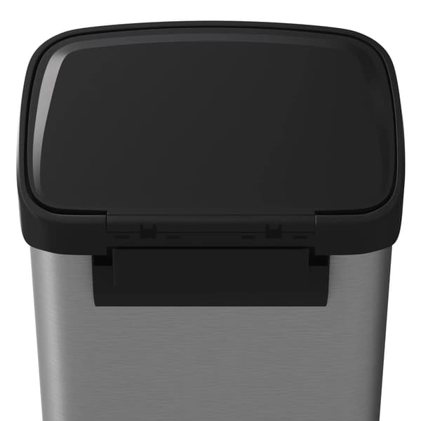 Affaldsspand med låg - Pedalspand - 50 L - Rustfrit stål - Rektangulær - Soft-close-låg - Sølv