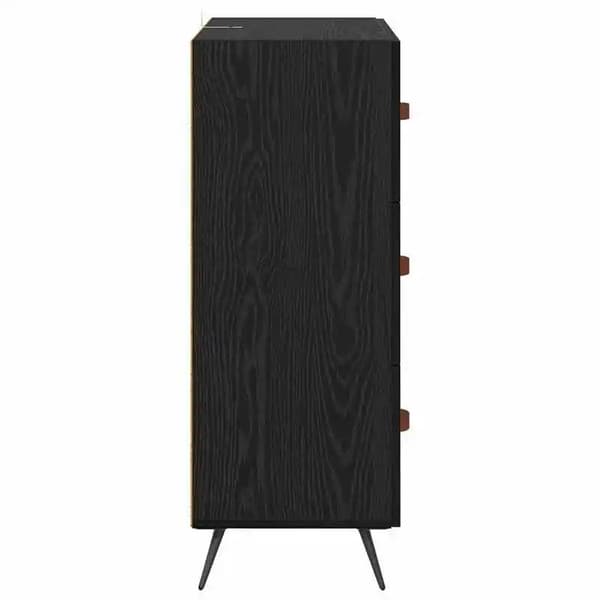 Kommode i egetræ - Skuffekommode - 69,5 x 34 x 90 cm - Trækomposit - Til opbevaring af småting - Sort