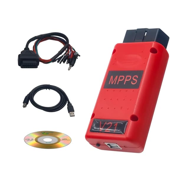 MPPS V21 - ECU-flasherkabel - V22.2.3.5 - MAIN/Tricore/Multiboot - K-line/CAN - Flash- og EEPROM-skrivning - Flere sprog