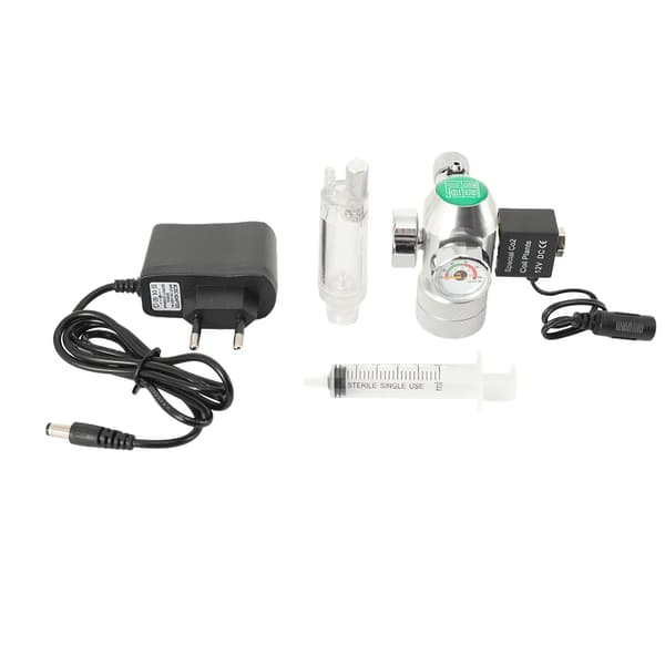 Akvarium CO2-system - Tryckreducerare med magnetventil - Exakt CO2-dosering - Kompakt - Passar TR21-4 kolsyrepatroner - Flaska ingår ej
