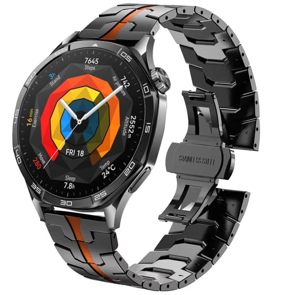 Urrem i rustfrit stål - GT4 46 mm - Spænde - Sort-orange