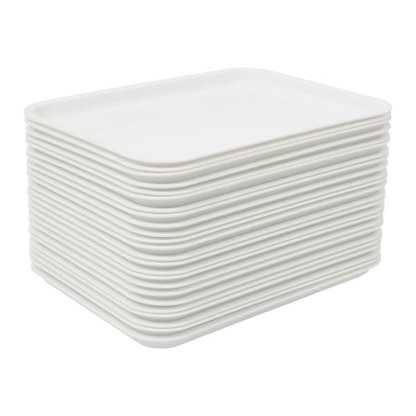 Plastbrickor 24-pack - Snabbmats Serveringsbricka - Halkfri Yta - Stapelbar Rektangulär Bricka - 36×27 cm