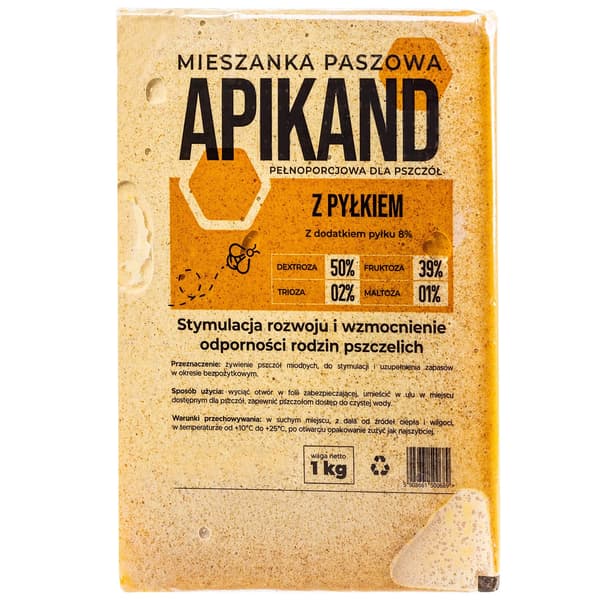 Foderkaka för bin - Bifoder - 8 % pollen - Komplett foderblandning - Utfodring av bifamiljer - 1 kg 20 st - Beige
