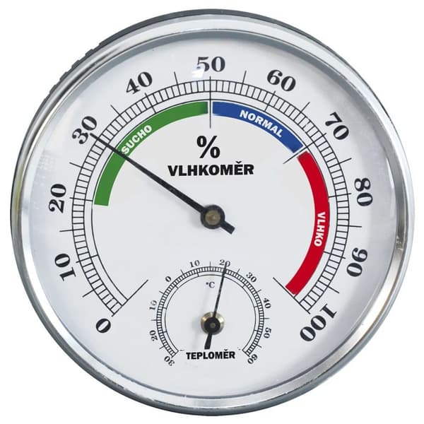 Termometer med hygrometer - Mål 8,5 cm - Plastik - Sølv