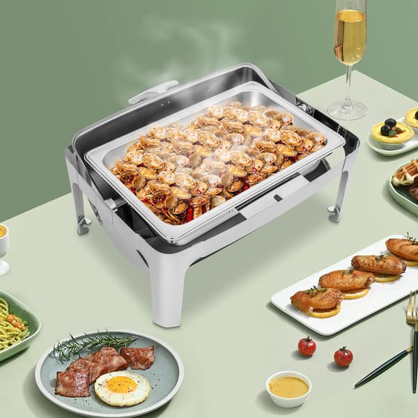 Buffetvarmer - Dampkoger Reservedel - 201 Rustfrit Stål - Rektangulær - Poleret Overflade - Bæreevne 100 kg - Til Buffet & Catering