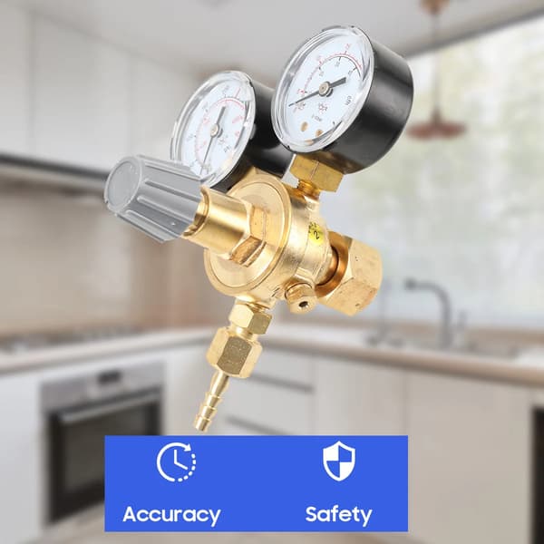 Argon/CO2 Svejseregulator - Trykregulator - Dobbelt Manometer - Flowmåler - Kontrolventil - Til MIG