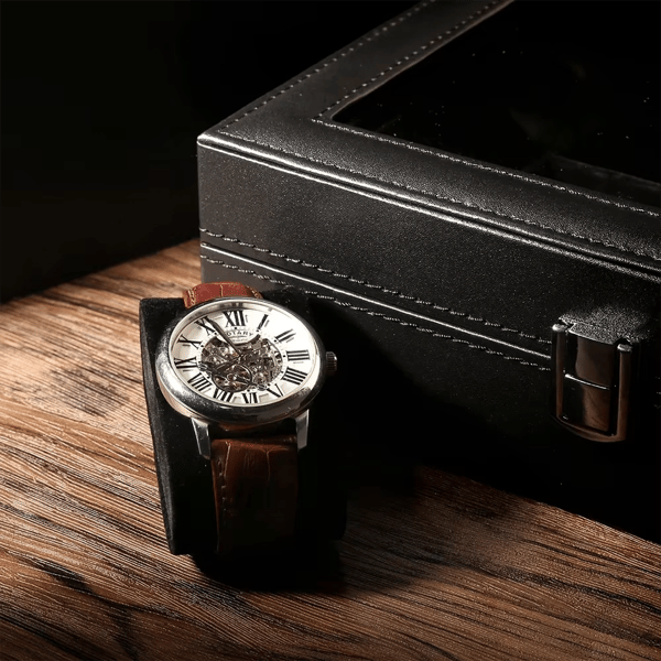 Klockbox - Klockfodral för 12 armbandsur - Läder