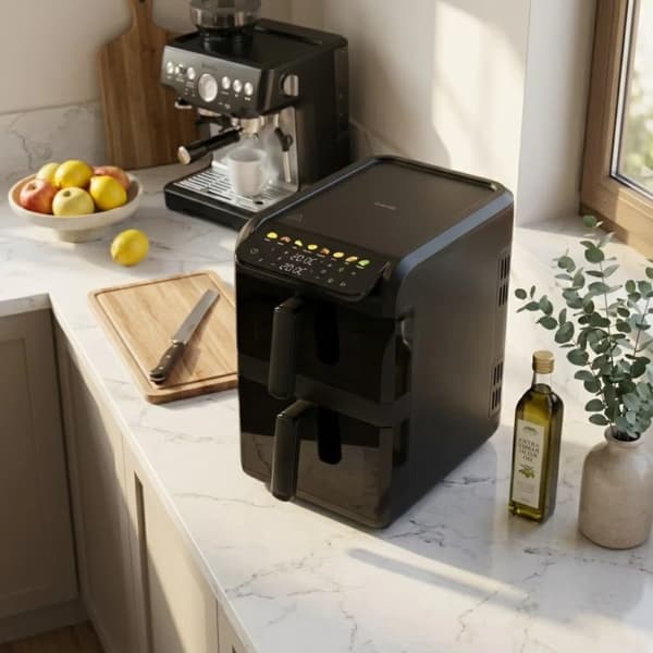 Airfryer - Model AV 6329 - 10 l kapacitet - 2700 W - 2 kurve - LED-display - 8 programmer - Sort