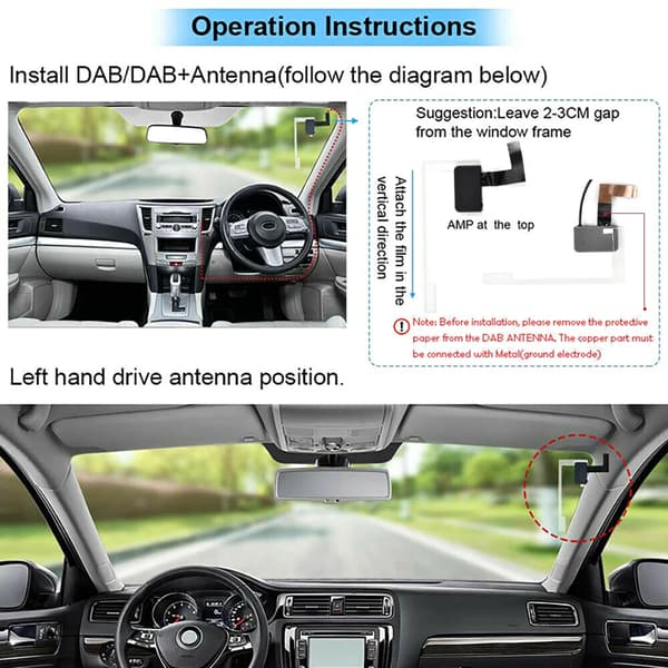DAB/DAB+ bilantenne - Bilradioantenne - Til Android bilradio - Kompatibel med USB-DAB - Digital Audio Broadcasting - Universal montering