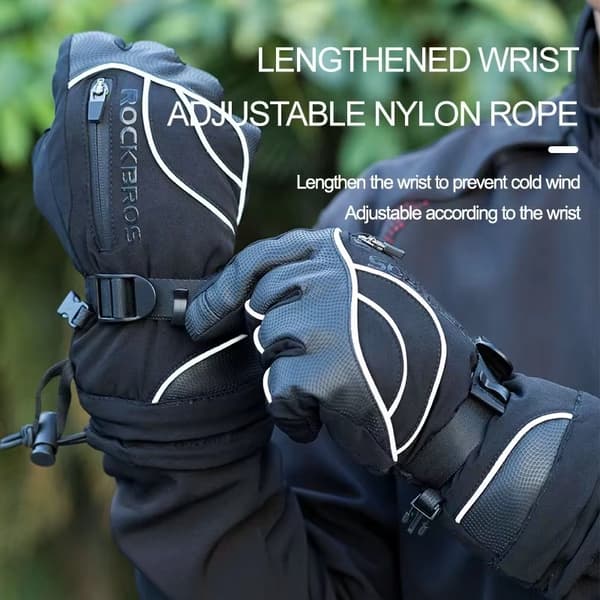 Vinterhandsker - Cykelhandsker S133-BK - Varmeisolerende - Strikkede - Polyester - Størrelse M - Sorte