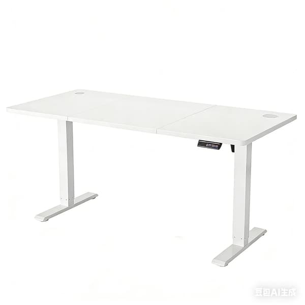 Skrivebord - Hæve sænkebord til computer - 140 x 60 cm - Stå-sid arbejdsplads - Rektangulær - Til hjemmekontor - Hvid
