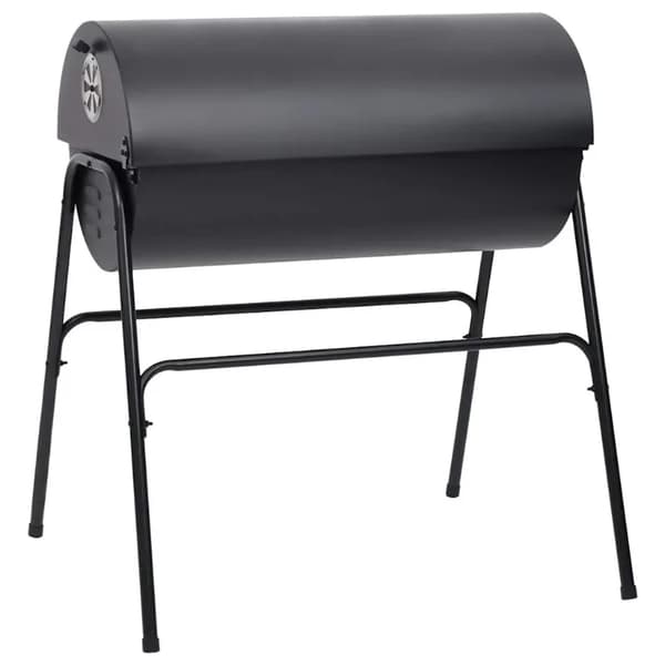 Tynnyrigrilli - Hiiligrilli - 2 paistoritilaa - Teräs - 80x95x90 cm - Armeijanvihreä