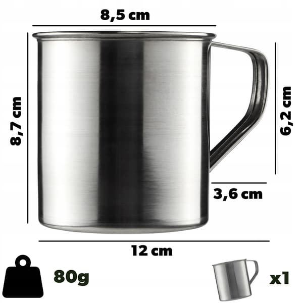 Stålmugg - Turistmugg för Te - 400 ml - Stål - Silver