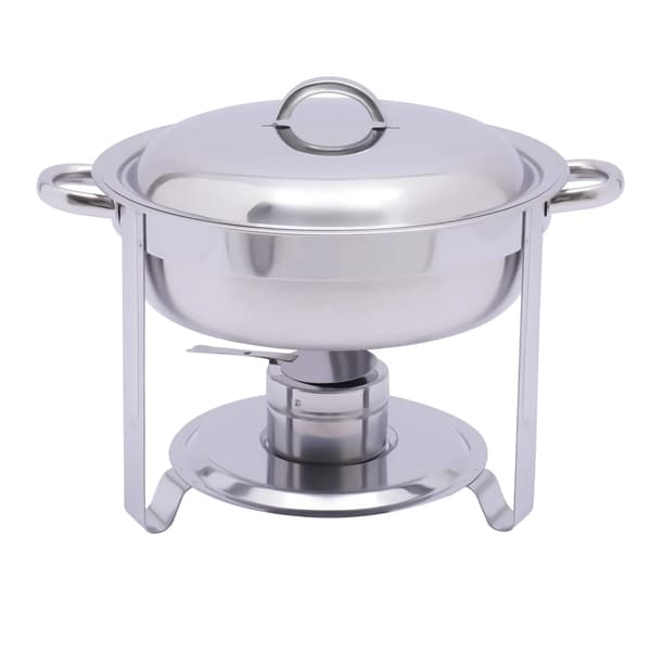Chafing dish - Buffetvarmer - Rund - Rustfrit stål - 5 liter - Sølv