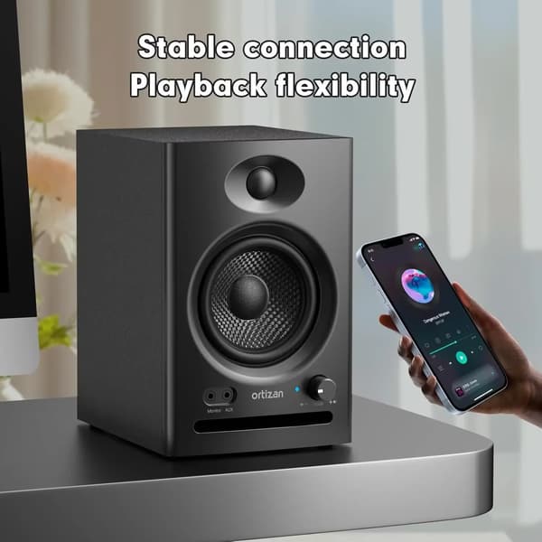 C7 Computerhøjttalere - Aktive Studiomonitorer - 2.0 Stereolyd - Bluetooth 5.3 - USB-DAC - 60 W - Sort
