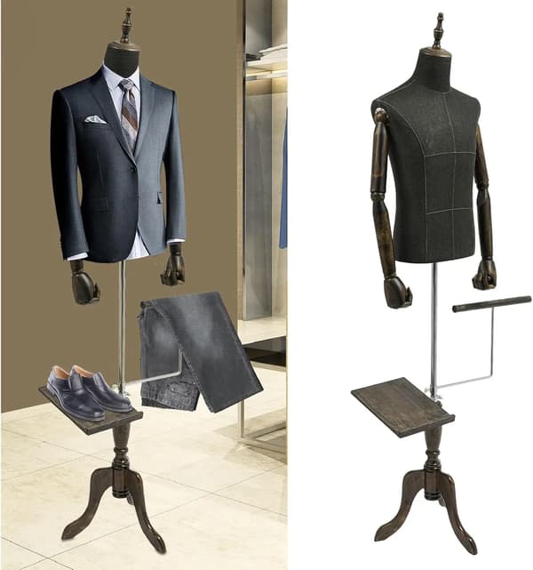 Herrmannekäng - Överkroppsdressform - Solid Kropp - Nylonplast - Stativ för Kläddisplay
