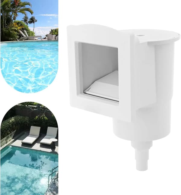 Poolskimmer - Ytskimmer för pool - För nedgrävd pool och ovanmarkspool - Poolmonterad PP - 20 x 23 x 31 cm - Vit