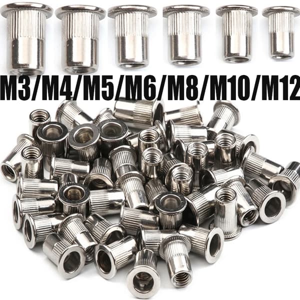 Niittimutterit - Kierteiset inserttimutterit litteällä kannalla - Ruostumaton teräs - M10 - 20 kpl