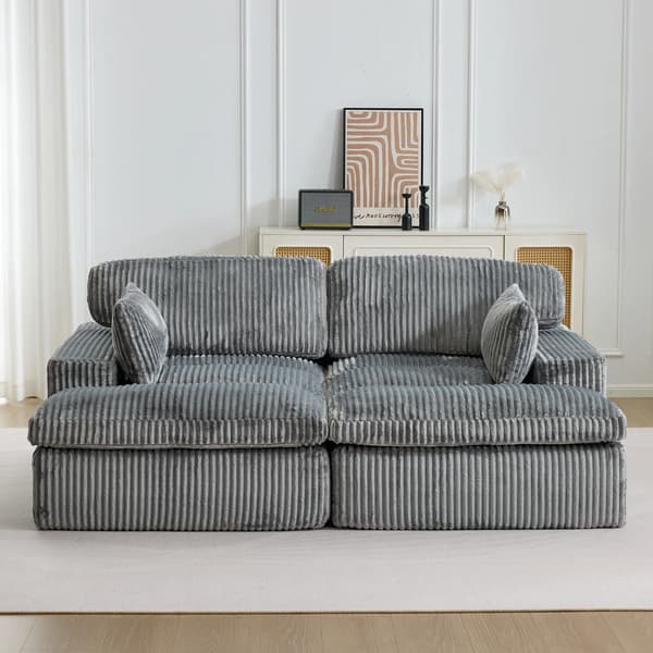 Modulär soffa - Soffbädd - 2-sits - Ergonomiskt ryggstöd - Flexibel kombination - Enkel montering - Grå