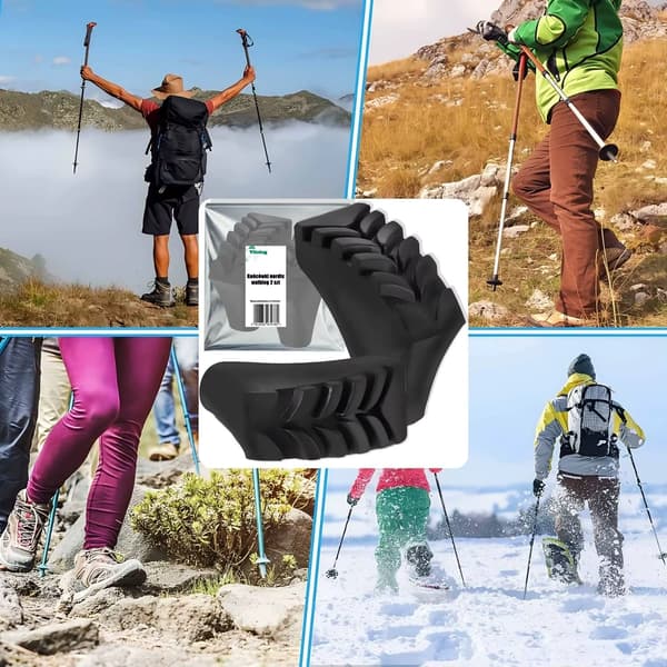 10 stk. Gummidupper til stave - Gummihætter til Nordic Walking- og trekkingstave - Sorte