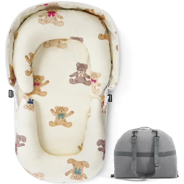 Babynest - Babyliggestol til nyfødte - 48 x 84 cm - 0–1 år - Polyester og bomuld - Åndbart - Bjørnemønster