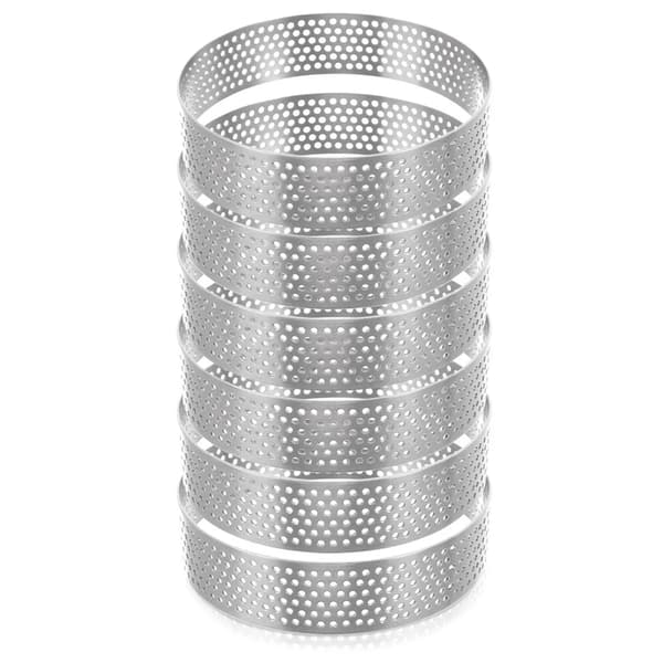 Tarteletforme - Perforerede Bageringe - Rustfrit Stål - 8 cm - 6 stk. - Sølv