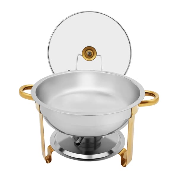 Chafing dish buffet-sæt - Rund buffetvarmer - Rustfrit stål - 4,7 l - Til buffetservering