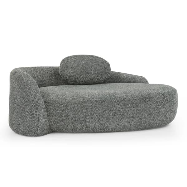 Teddysoffa - 1-sits - Skumstoppning - U-formad - Teddyfleece - Mörkgrå - Träram