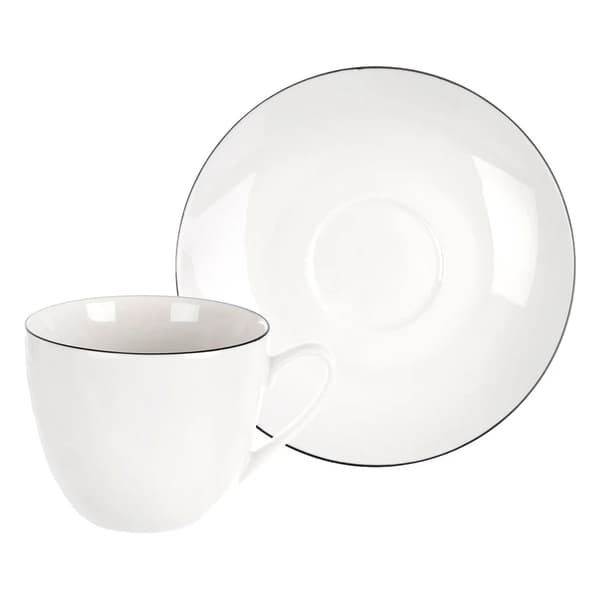 Porcellænskopper med underkopper - 200 ml - 2 stk. - Hvid