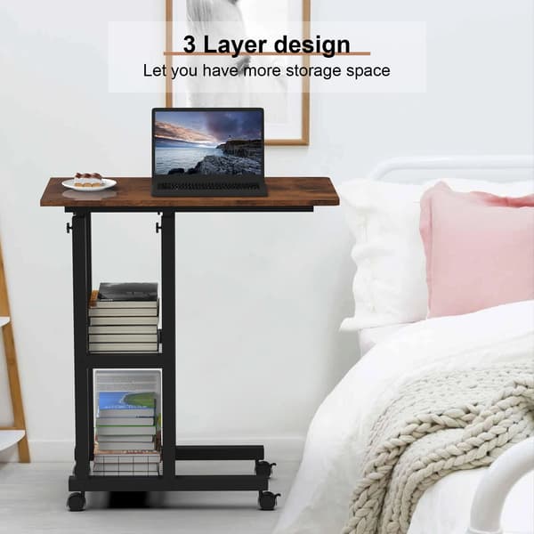 U-formet sidebord til sofa - Justerbar Højde - Metalstel - Retro Farve