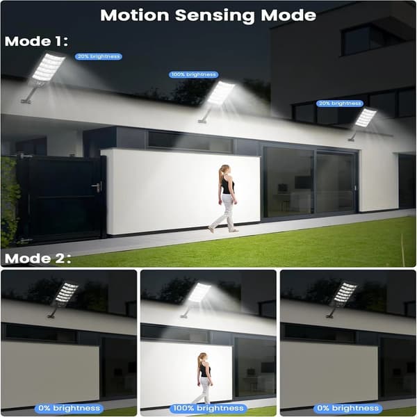 Solcellslampa för utomhusbruk - Solcellsdriven gatubelysning - LED - Rörelsesensor - Skymningssensor - IP65 - 1-pack