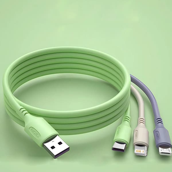 3-i-1 Mobil Laddkabel - Multi USB Kabel - 6A Snabbladdning - Typ C Lightning Micro USB - 1,2 m - Universal för iPhone Android - Grön