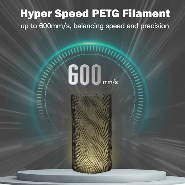PETG-filament til 3D-printere - Hyper Speed Translucent - 3 kg - Grå - Solid - Kompatibelt med FDM-printere