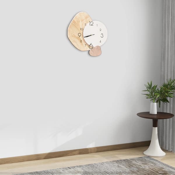 Modern väggklocka - Väggur - Tyst quartz - MDF 3D stendesign - Stora siffror - Lättläst - Guldvit