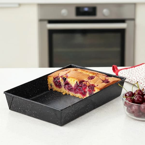 Granitbageform - Bageform i metal - 36 x 24 x 6 cm - Sort