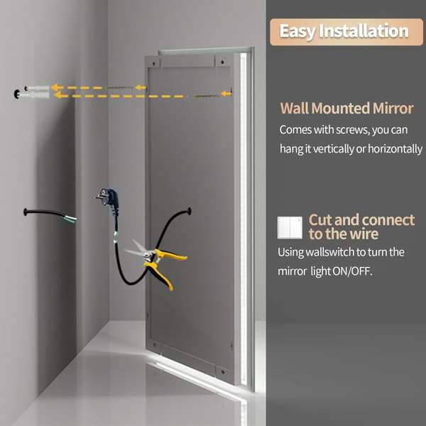 LED badrumsspegel - Väggmonterad sminkspegel - Rektangulär 60x80 cm - 3x förstoring - Imfri - Splittersäker - Stark belysning