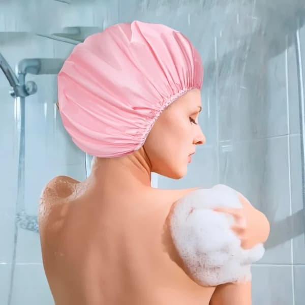 Badehætte - Genanvendelig hårhætte - Plast - Elastisk kant - Skridsikker - Pink