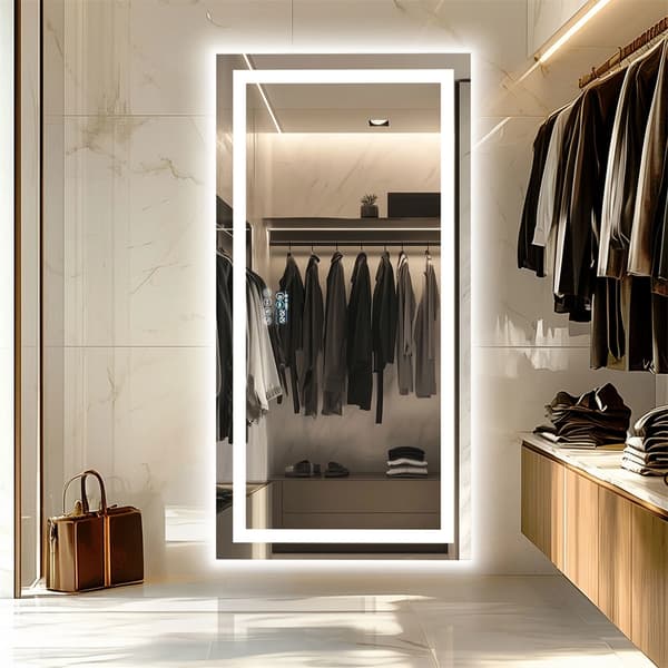 Smart LED badrumsspegel - Väggmonterad rektangulär sminkspegel 140x70 cm - Bluetooth - Digital klockdisplay - Dubbelsidigt ljus - Imfri