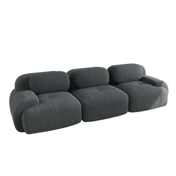 Soffa - 3-sitssoffa - Premium manchester - Halkfri - Ergonomiska armstöd - Elastisk klädsel - Grå