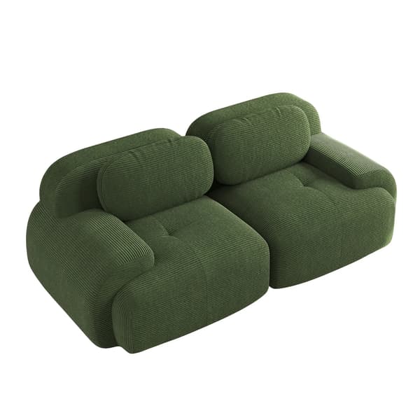 2-sitssoffa - Vardagsrumssoffa - 208 cm - Böjda armstöd - Halkfri undersida - Elastisk klädsel - Manchester - Grön