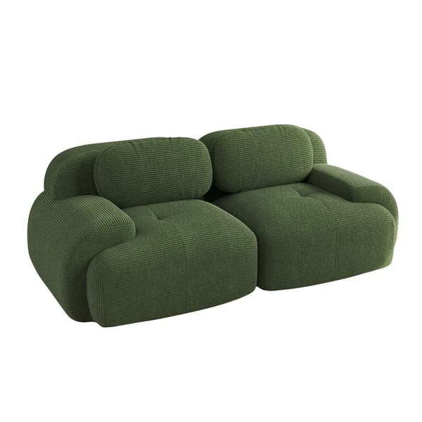 2-sitssoffa - Vardagsrumssoffa - 208 cm - Böjda armstöd - Halkfri undersida - Elastisk klädsel - Manchester - Grön