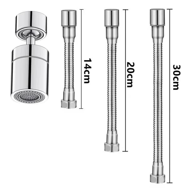 Sprayhoved til Køkkenhane - Perlator - 2 Tilstande - 360° Roterbart - Stænkbeskyttelse - 30 cm - Sølv - Rustfrit Stål/ABS
