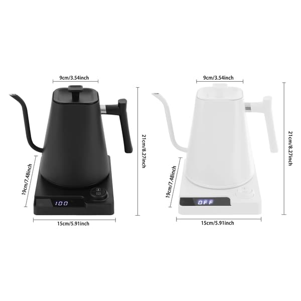 Elkedel - Elektrisk kaffekedel - LED-display - Rustfrit stål - Sort